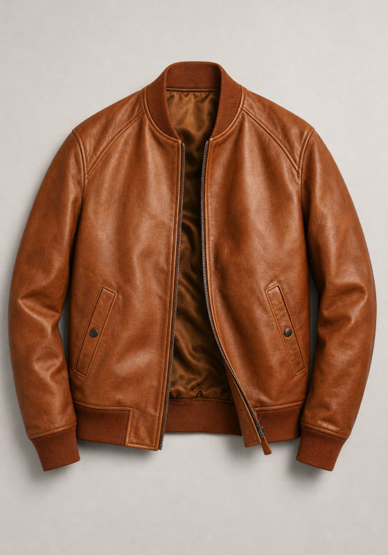 Cognac Bomber Jacket