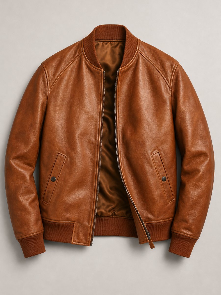 Customer photo of Cognac Bomber Jacket by Ren Takahashi