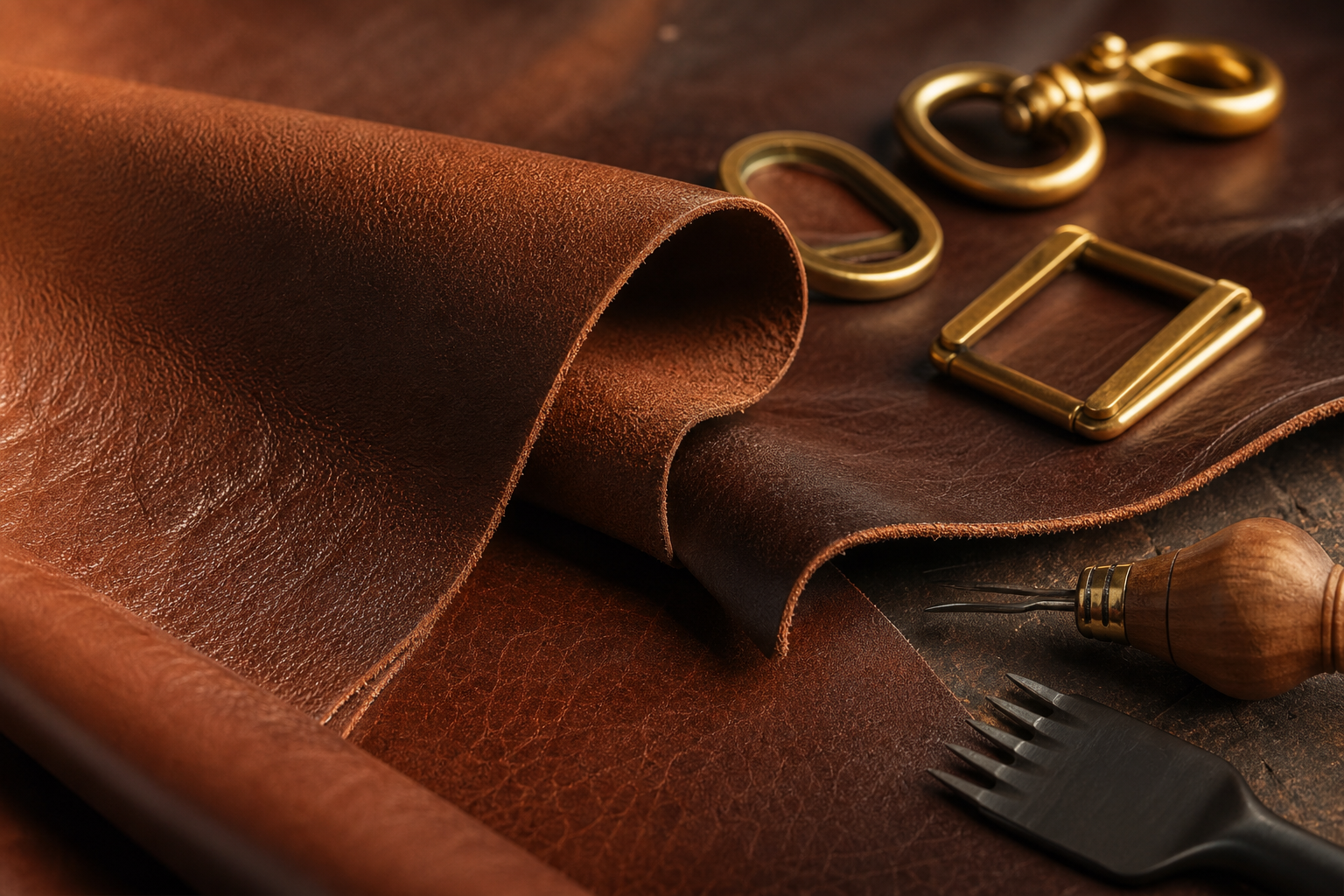 Assorted leather hides